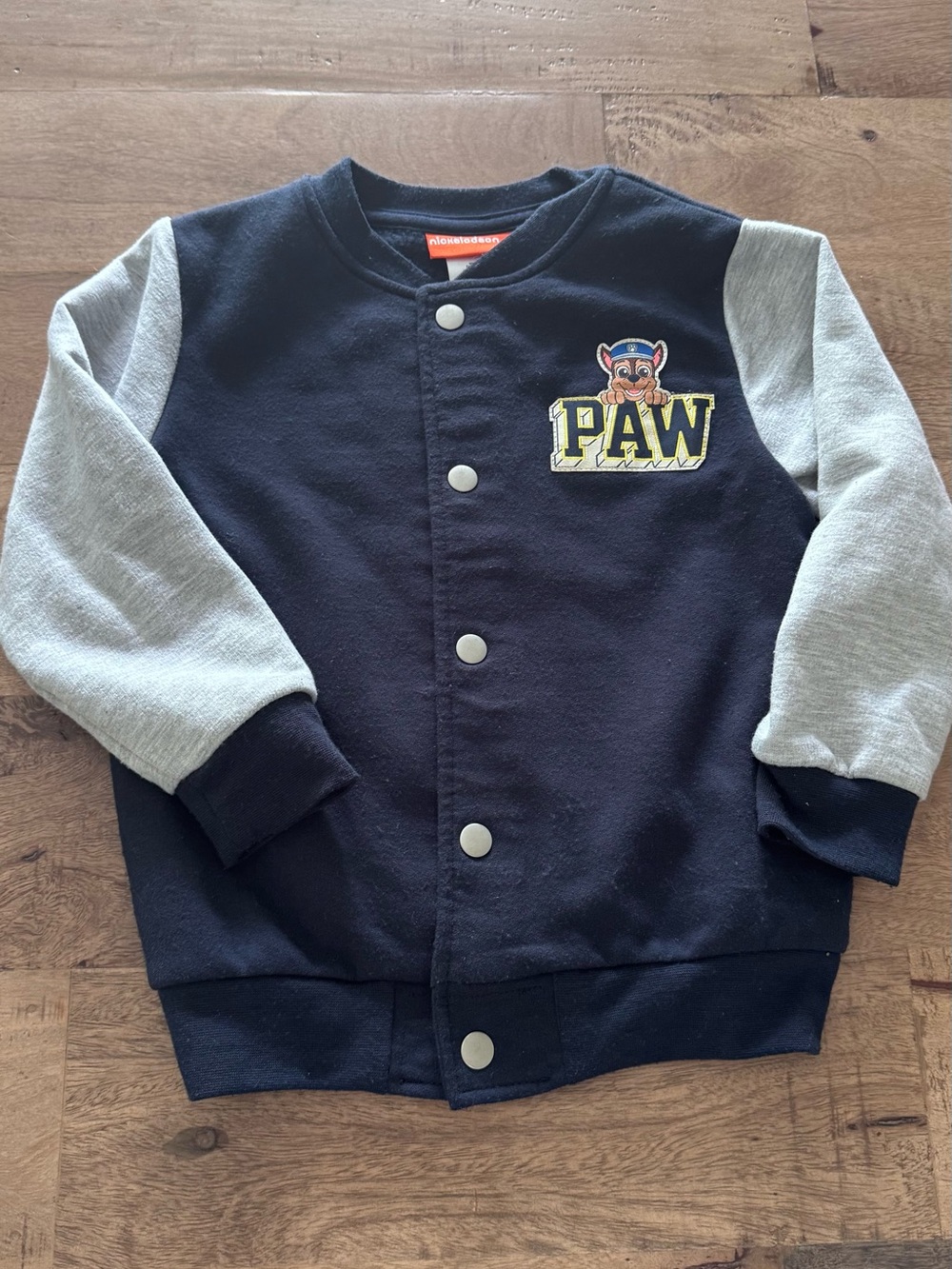 Paw Patrol Kids Navy and Gray 'PAW' Button-Up Jacket sz 4 years varsity